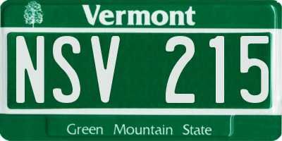 VT license plate NSV215