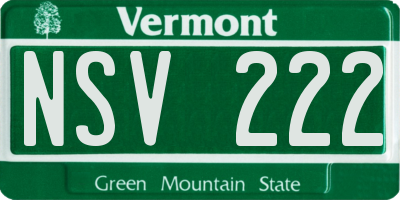 VT license plate NSV222