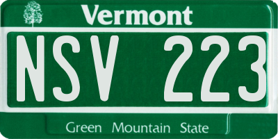 VT license plate NSV223