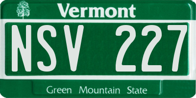 VT license plate NSV227