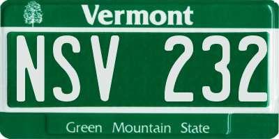 VT license plate NSV232