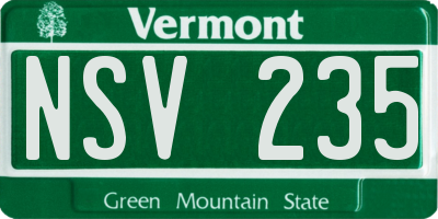 VT license plate NSV235