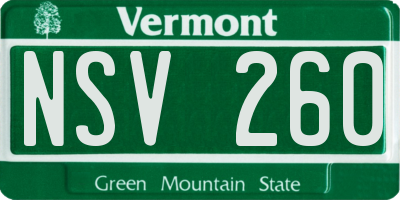 VT license plate NSV260
