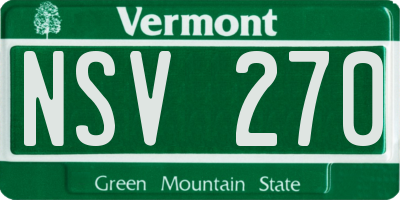 VT license plate NSV270