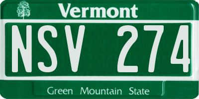 VT license plate NSV274