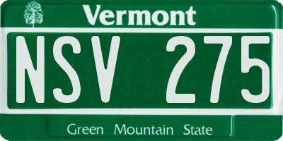 VT license plate NSV275