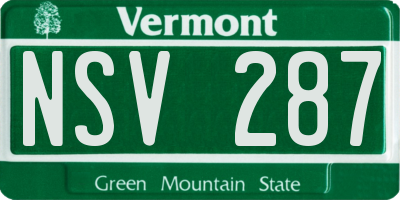 VT license plate NSV287