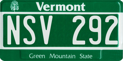 VT license plate NSV292