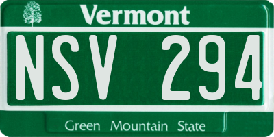 VT license plate NSV294