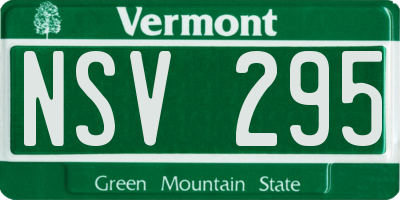 VT license plate NSV295