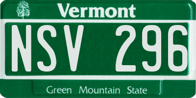 VT license plate NSV296