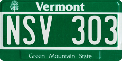 VT license plate NSV303