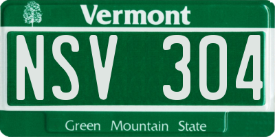 VT license plate NSV304