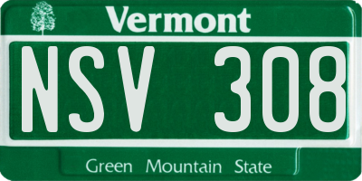 VT license plate NSV308