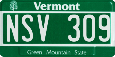 VT license plate NSV309