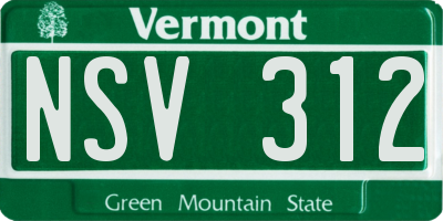 VT license plate NSV312