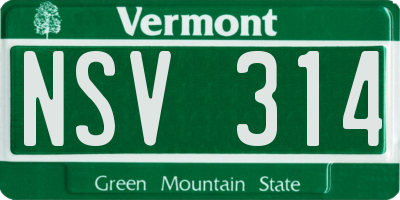VT license plate NSV314