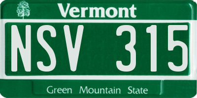 VT license plate NSV315