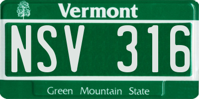 VT license plate NSV316