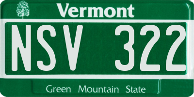VT license plate NSV322