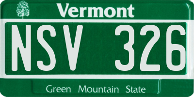 VT license plate NSV326