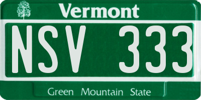 VT license plate NSV333