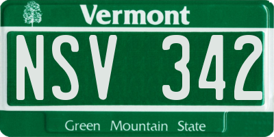 VT license plate NSV342