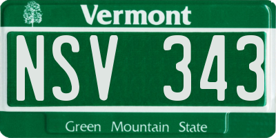 VT license plate NSV343
