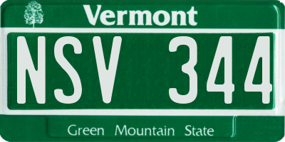 VT license plate NSV344