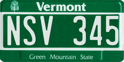 VT license plate NSV345