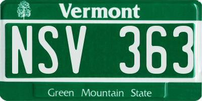 VT license plate NSV363