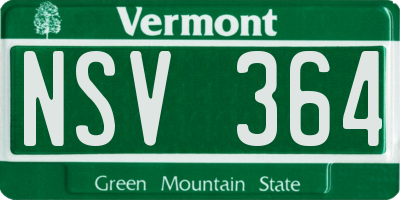 VT license plate NSV364