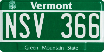 VT license plate NSV366