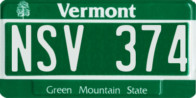 VT license plate NSV374