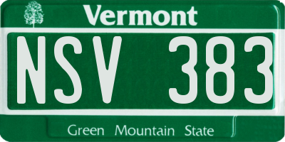 VT license plate NSV383