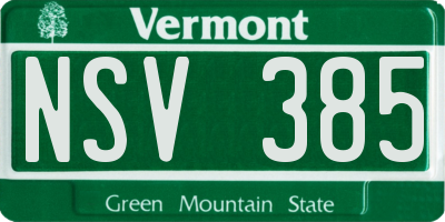 VT license plate NSV385