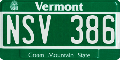 VT license plate NSV386