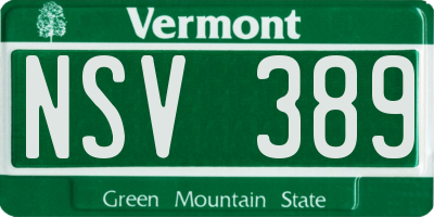 VT license plate NSV389