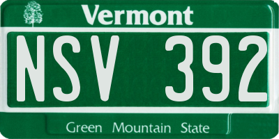 VT license plate NSV392