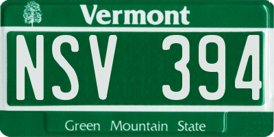 VT license plate NSV394