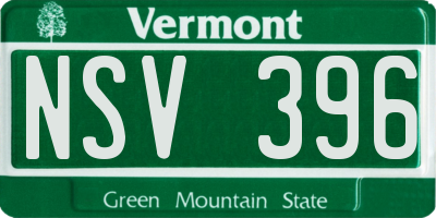 VT license plate NSV396