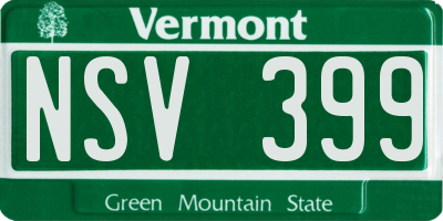 VT license plate NSV399