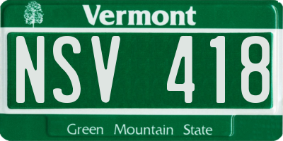 VT license plate NSV418
