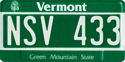 VT license plate NSV433