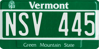 VT license plate NSV445