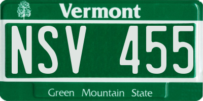 VT license plate NSV455