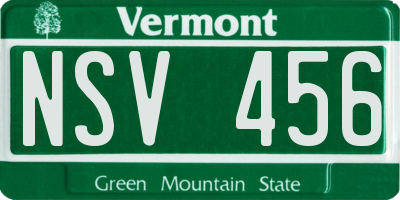 VT license plate NSV456