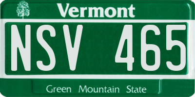 VT license plate NSV465