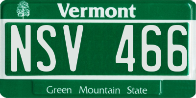 VT license plate NSV466
