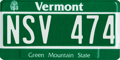 VT license plate NSV474